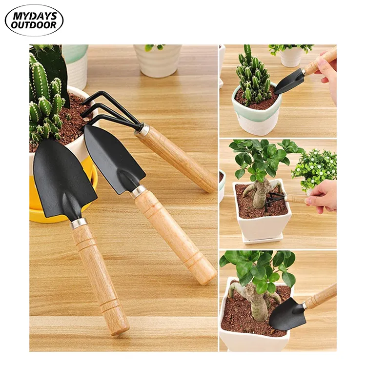 Gardening Basic Bonsai 10pcs Hand Tools Set with Shovels Rakes Fork Scissor Cleaning Brush