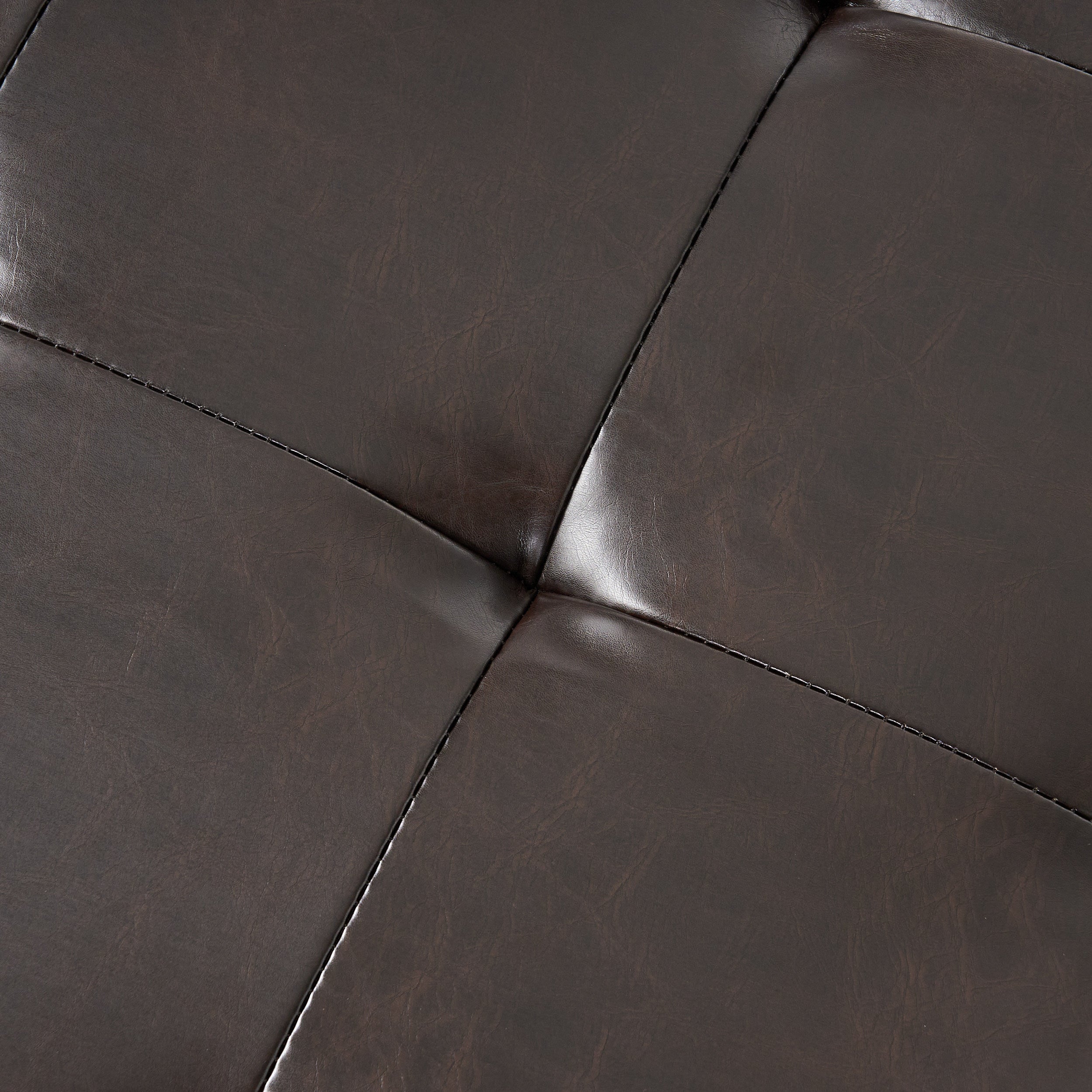 Finn Tufted Brown Leather Square Storage Ottoman Coffee Table