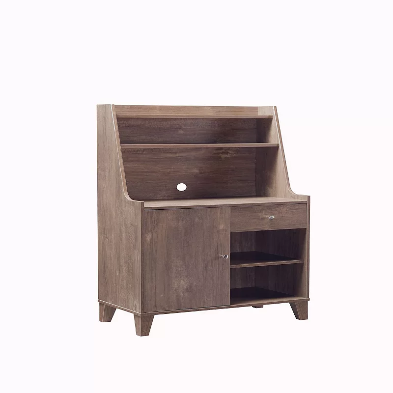 FC Design Hazelnut Baker's Cabinet with 2 Shelves and 1 Drawer Organizer with Spacious Top