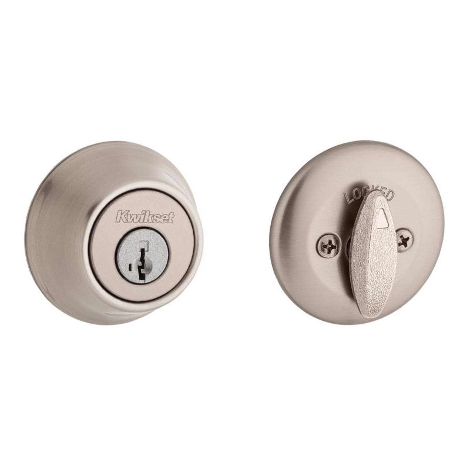 Kwikset SmartKey Security Satin Nickel Metal Single Cylinder Deadbolt