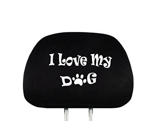 New Interchangeable I Love My Dog Car Seat Headrest Cover Universal Fit for Cars Vans Trucks - One Piece Great Gift Idea Shipping Included