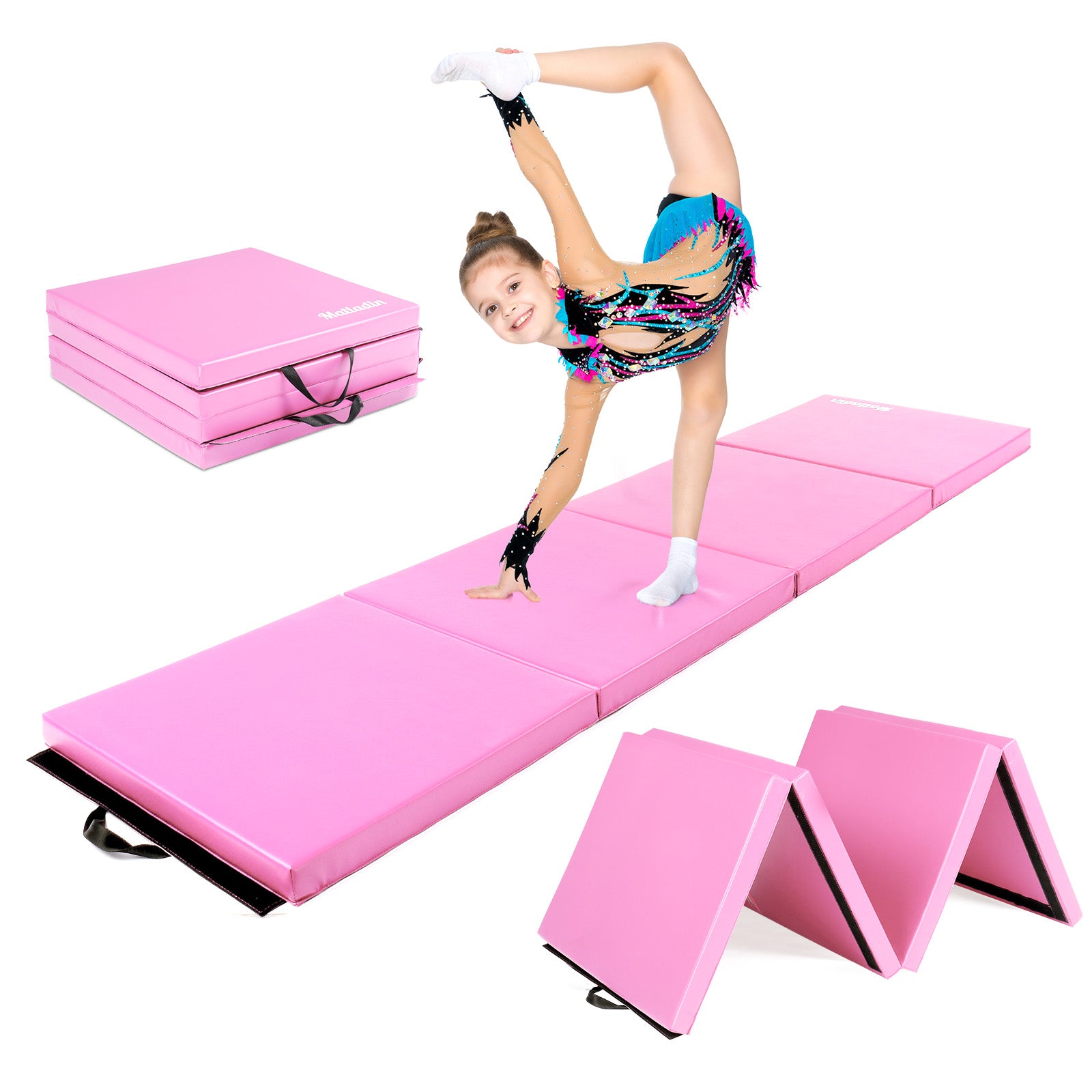 Matladin 6/8FT Folding Gymnastics Gym Exercise Aerobics Yoga Mat Leather Tumbling Mats