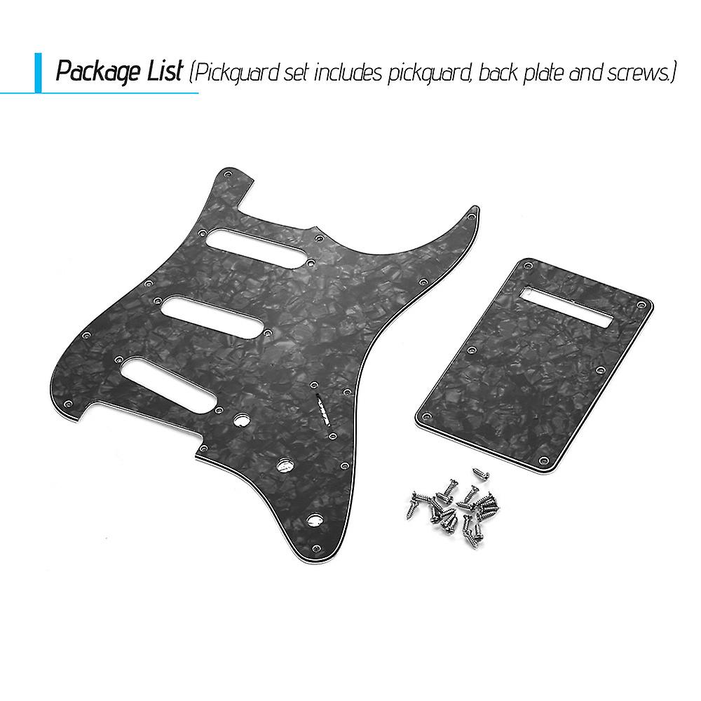 Sss Electric G3 Ply Sss Electric Guitar Pickguard Set With Back Plate Screws Pick Guard For American St Style Guitars Black Pearl Black Pearl