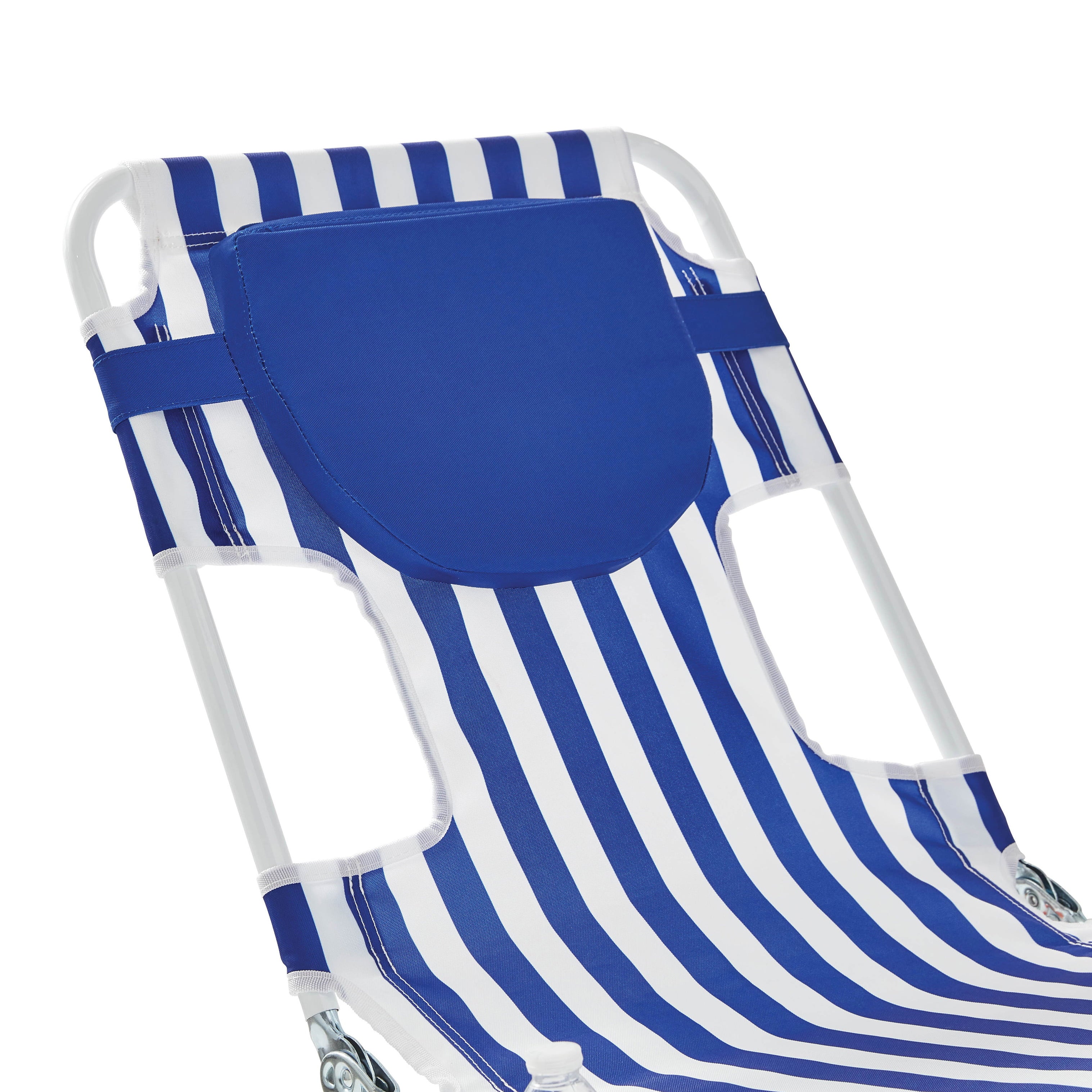 2-Pack Mainstays Folding Backpack Face-Down Beach Lounger, Blue & White Stripe