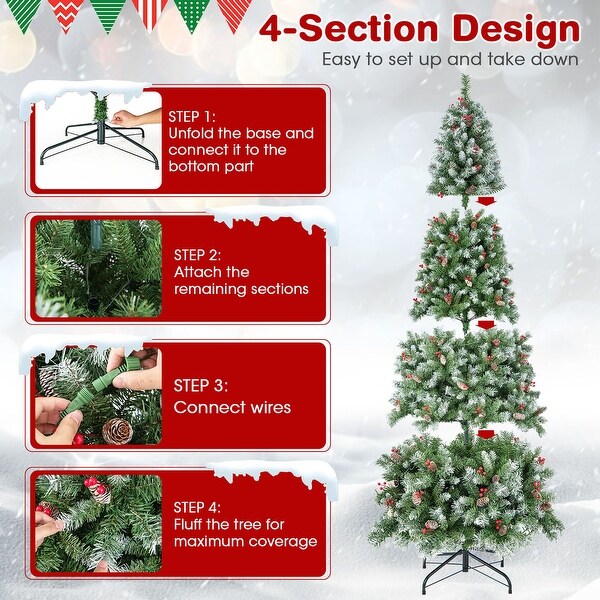 Gymax 9 FT PreLit Christmas Tree Artificial Hinged Christmas Tree w/