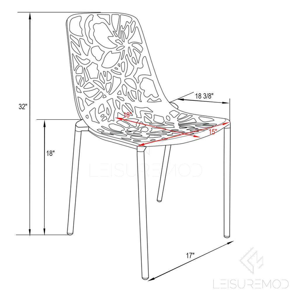 Leisuremod Red Devon Modern Outdoor Patio Stackable Aluminum Outdoor Dining Chair (Set of 4) DC23R4