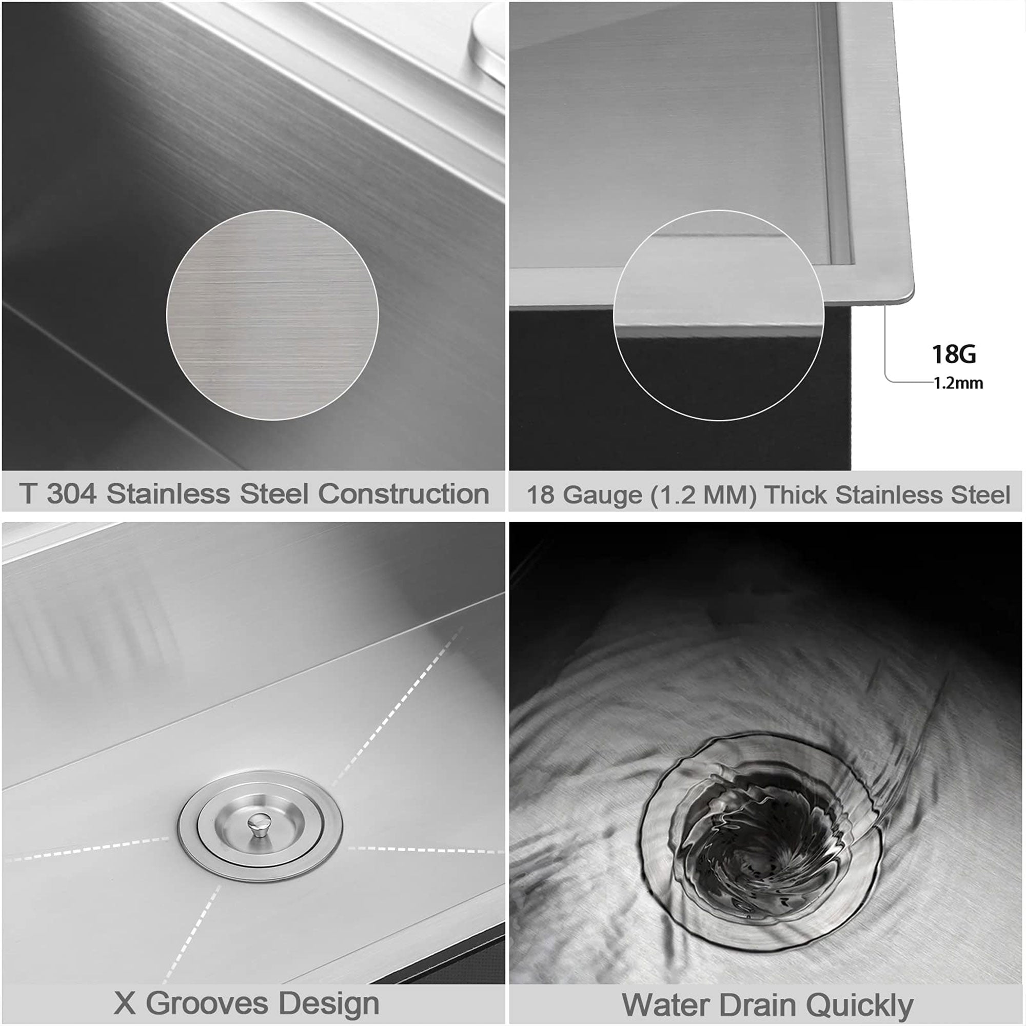 HausinLuck 32  Stainless Steel Workstation Kitchen Sink, Undermount, Brushed