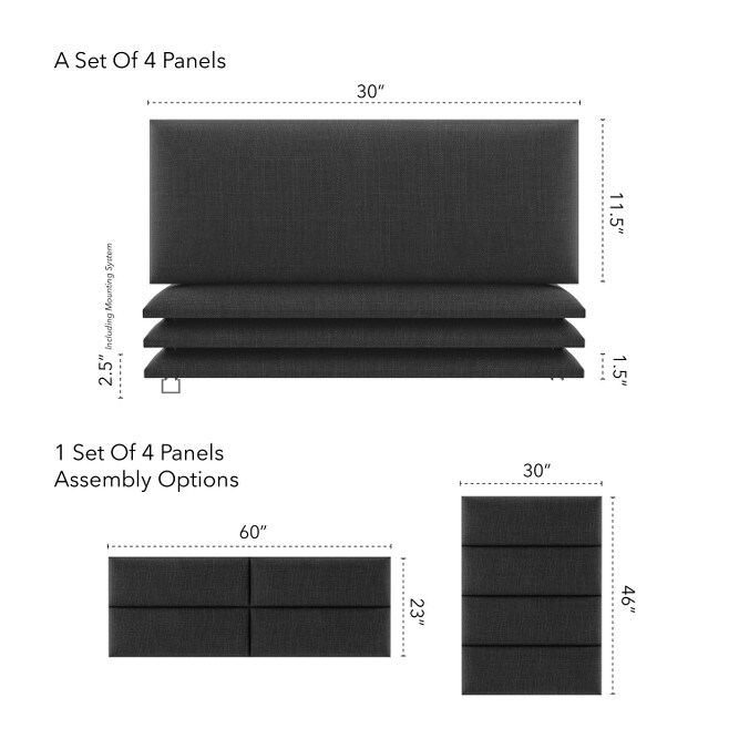 VANT Upholstered Headboards   Steal Black   30 Inch   Set of 4 panels