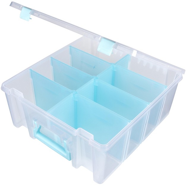 Artbin Super Satchel Double Deep W removable Dividers aqua Handle Latch amp Dividers