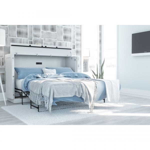 Bestar Pur by Bestar Queen Cabinet Bed with Mattress in White