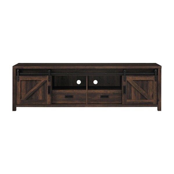 Sem 79 Inch TV Media Entertainment Console， 2 Drawers， Dark Brown Finish