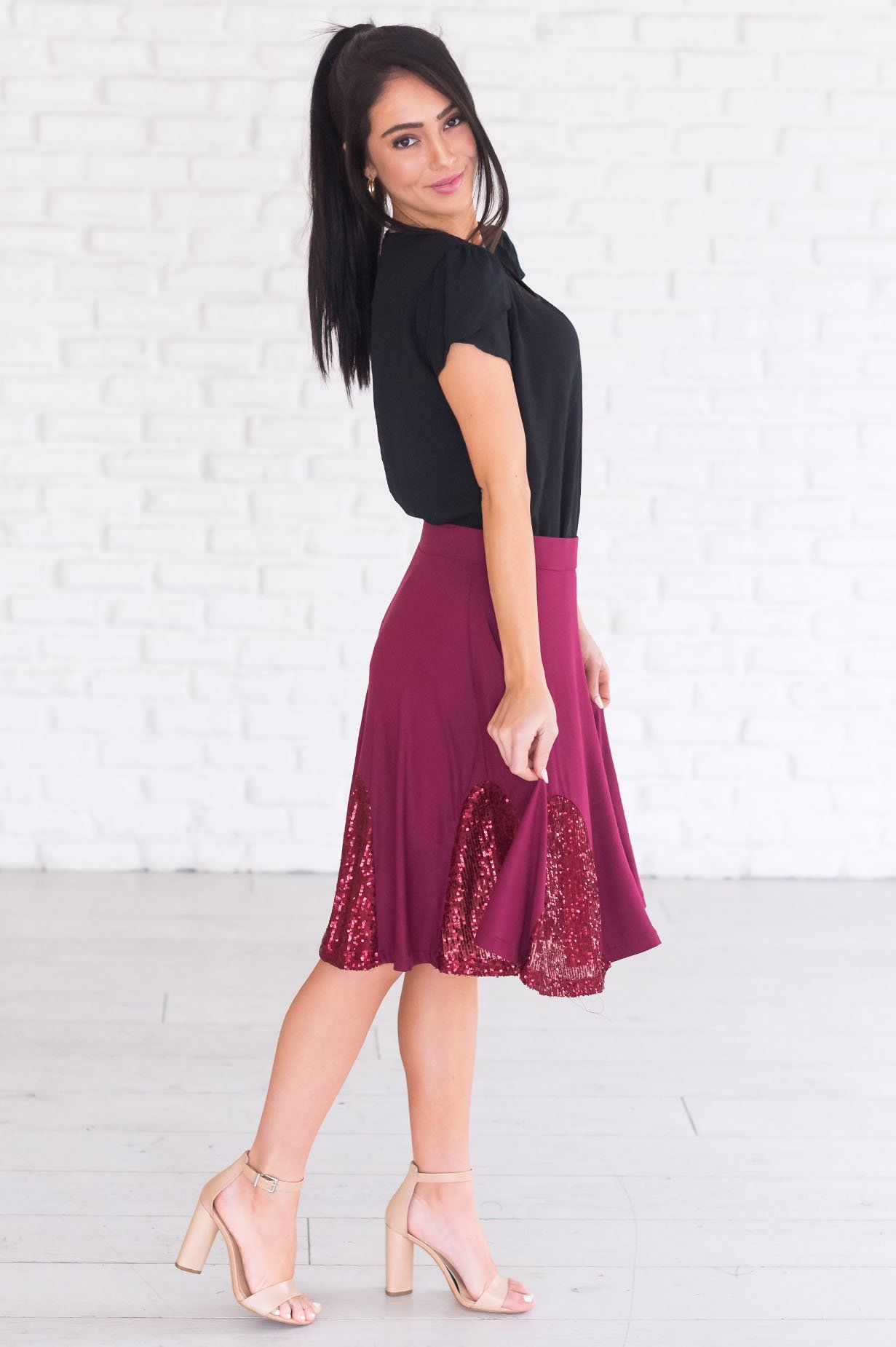 Pop of Sequins Modest Skirt