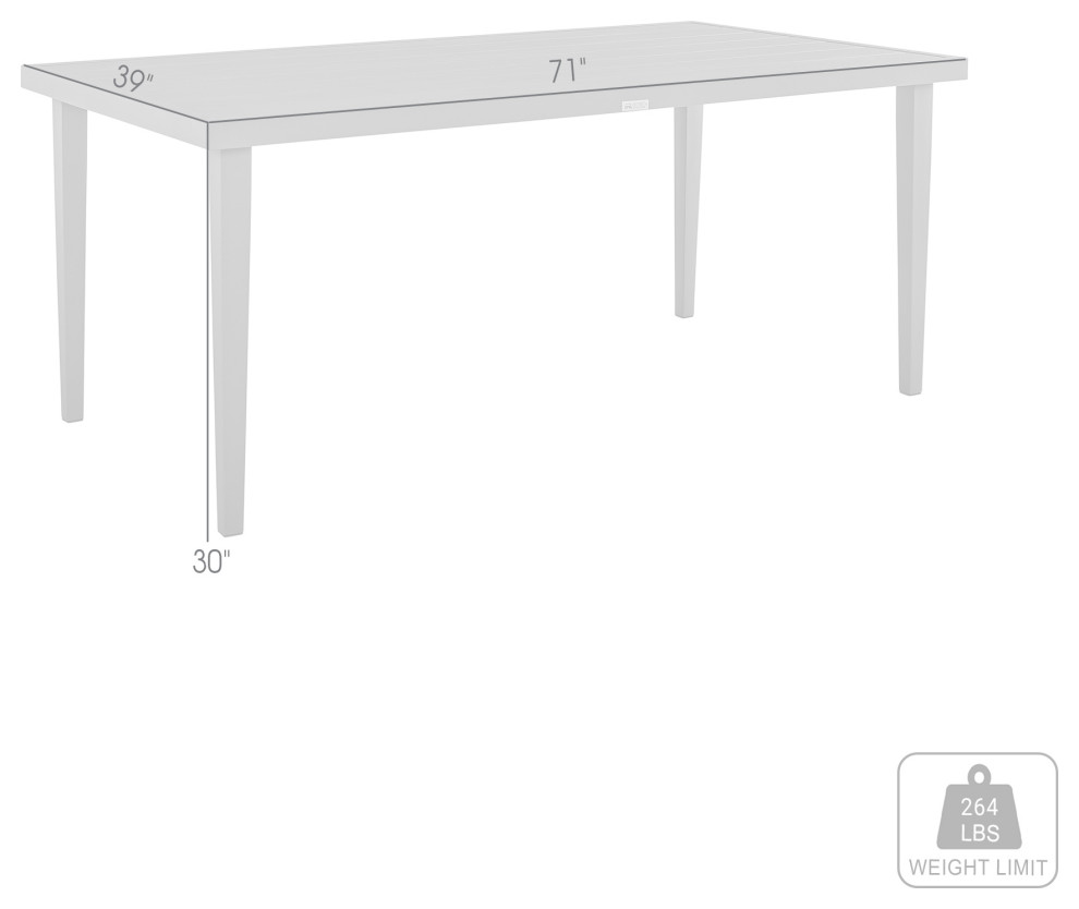 Silvana Outdoor Aluminum Gray Rectangle Dining Table   Transitional   Outdoor Dining Tables   by BisonOffice  Houzz