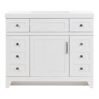 Home Decorators Collection Rosedale 42.5 in. W x 18.75 in. D Bath Vanity in White with Cultured Marble Vanity Top in White with Integrated Sink RD42P2-WH