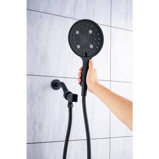 Mondawe Mondawell 6-Spray Patterns 6 in. Wall Mount Handheld Shower Head with Spout and Valve in Matte Black MA-D92102H-6