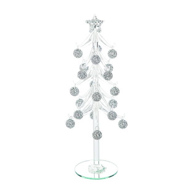 Transpac Glass 11 In Silver New Years Glitzy Trinket Tree Decor