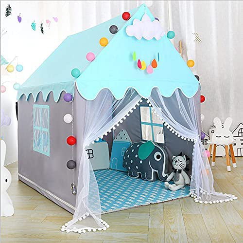 Willstar Princess Castle Tent for Girls Fairy Play Tents for Kids Blue Playhouse with Fairy Star Lights Toys for Children or Toddlers Indoor or Outdoor Games 51.2 x 39.4 x 47.2 Inch