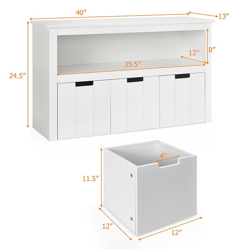 Kid Toy Storage Cabinet 3 Drawer Chest with Wheels Large Storage Cube Shelf