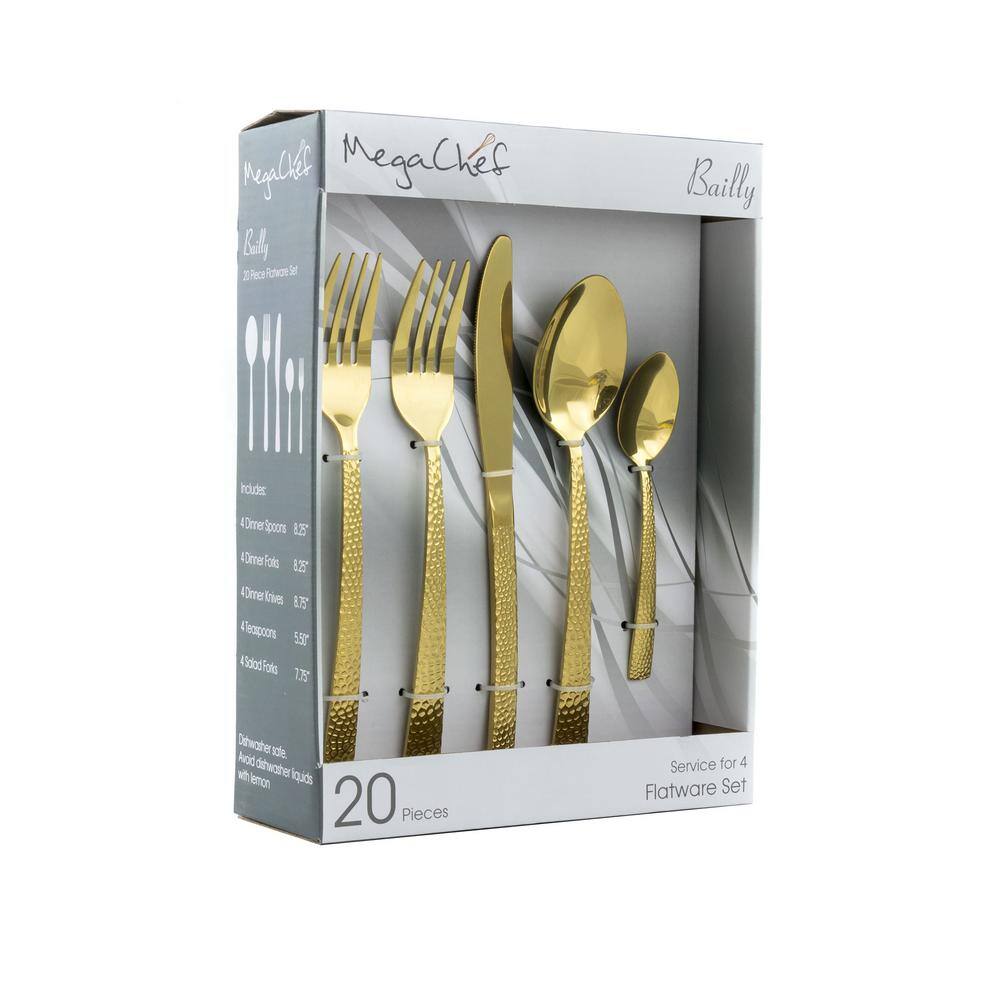 MegaChef Baily 20-Piece Gold Stainless Steel Flatware Set (Service for 4) 985112456M