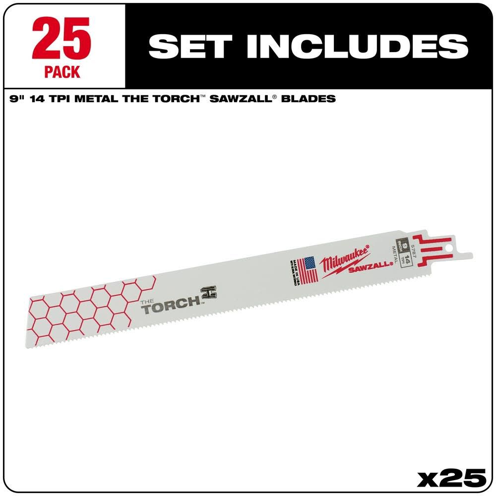 MW 9 in. 14 TPI THE TORCH SAWZALL Blade 25PK 48-00-8787 from MW