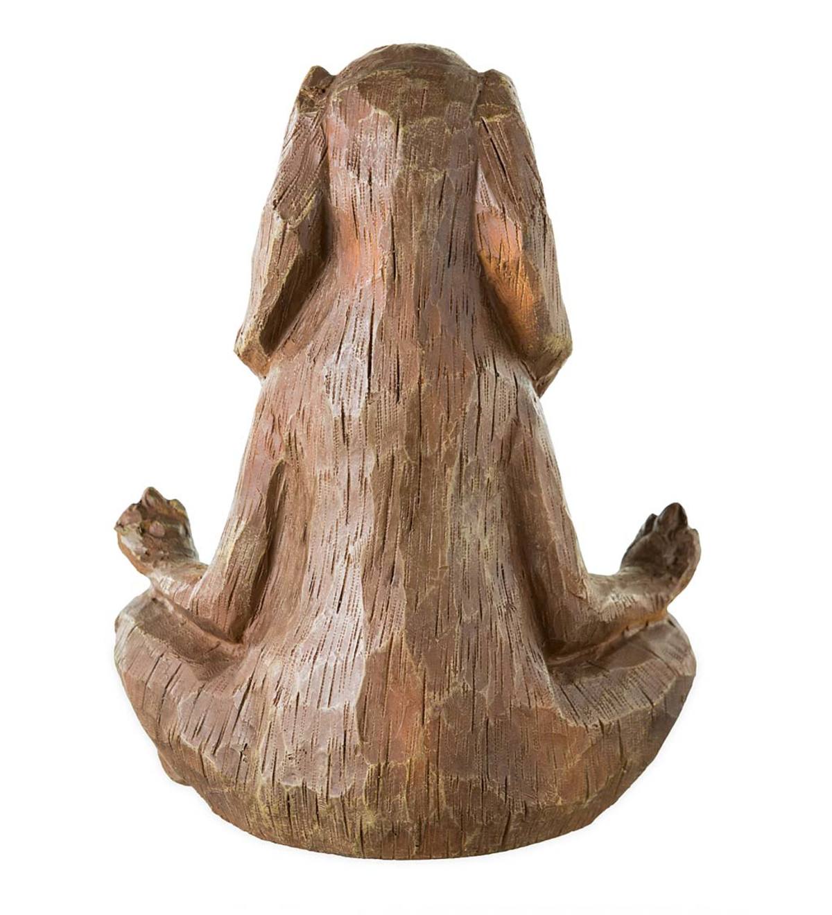 Wind & Weather Yoga-Pose Rabbit Resin Garden Statue With Look of Carved Wood