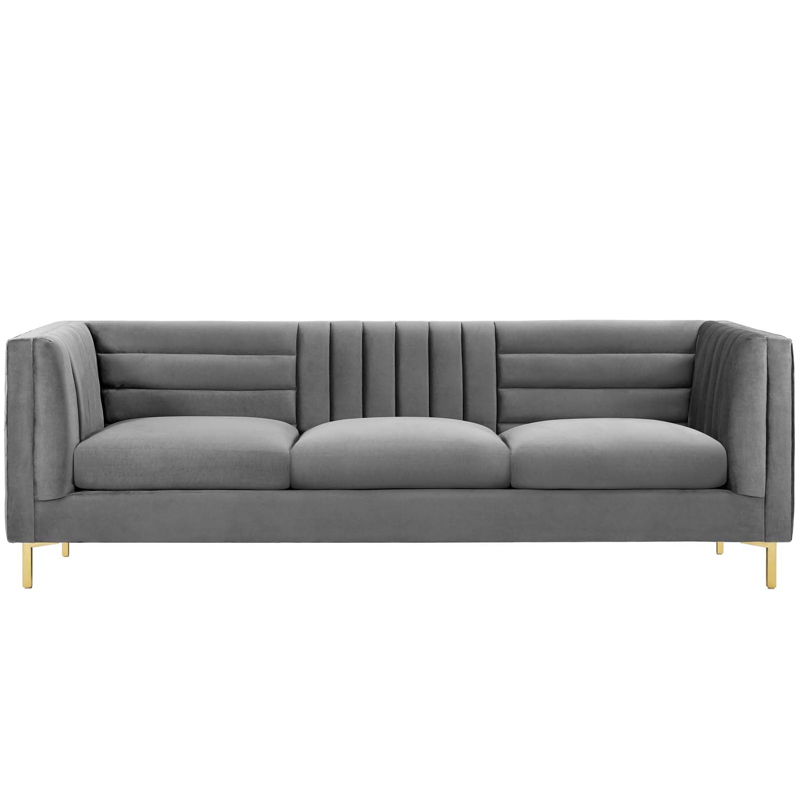 Ingenuity Channel Tufted Performance Velvet Sofa-EEI-3454