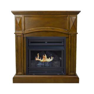 Pleasant Hearth 20000 BTU 36 in. Compact Convertible Ventless Natural Gas Fireplace in Heritage VFF-PH20NG