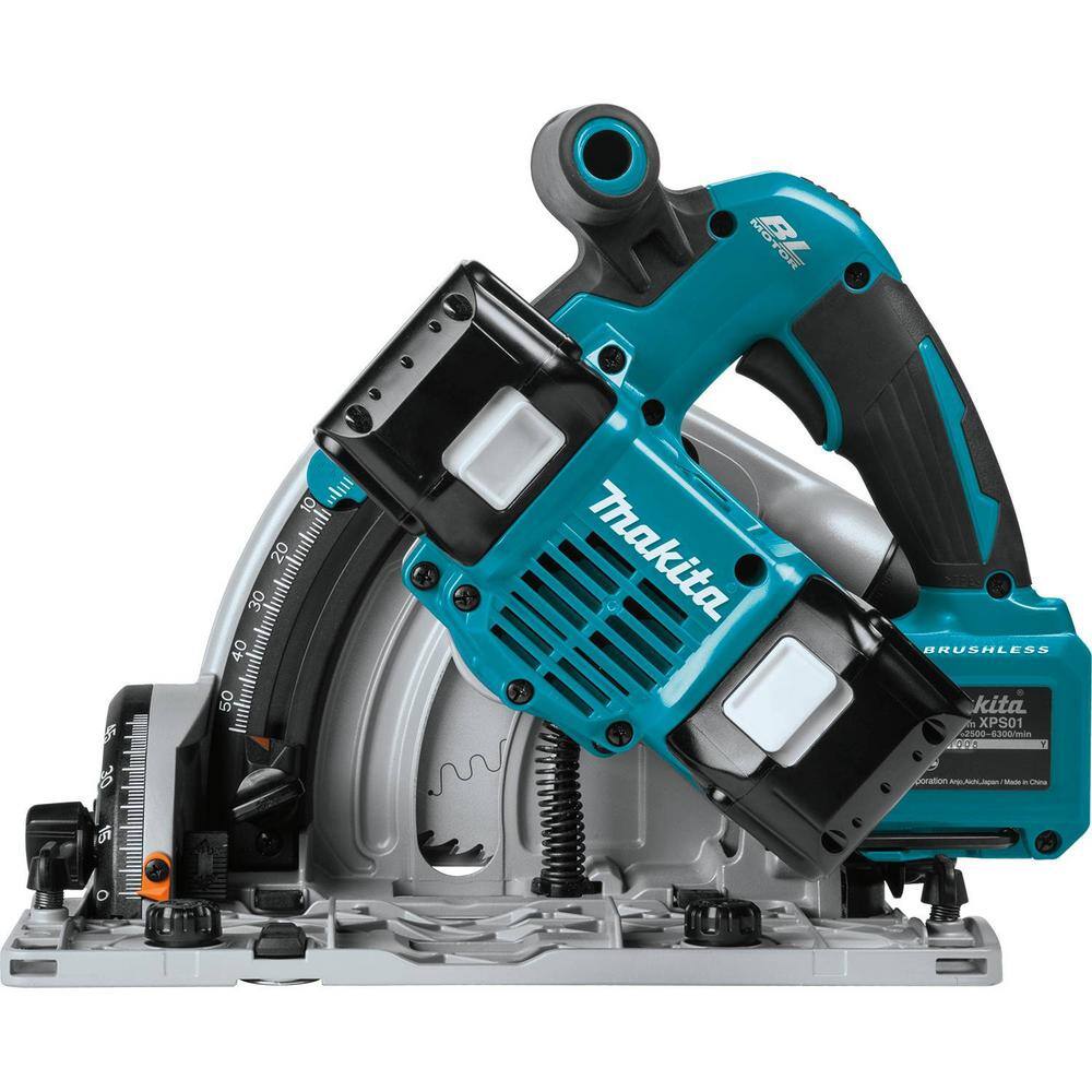 Makita 18V X2 LXT Brushless Cordless 6-12 in. Plunge Circular Saw with 2 Batteries 5.0 Ah 55T Blade XPS01PT185B2