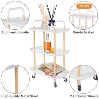 Huluwat 3-Tier Metal 4-Wheeled Storage Utility Cart in White DJYC-G-FNCART231435W