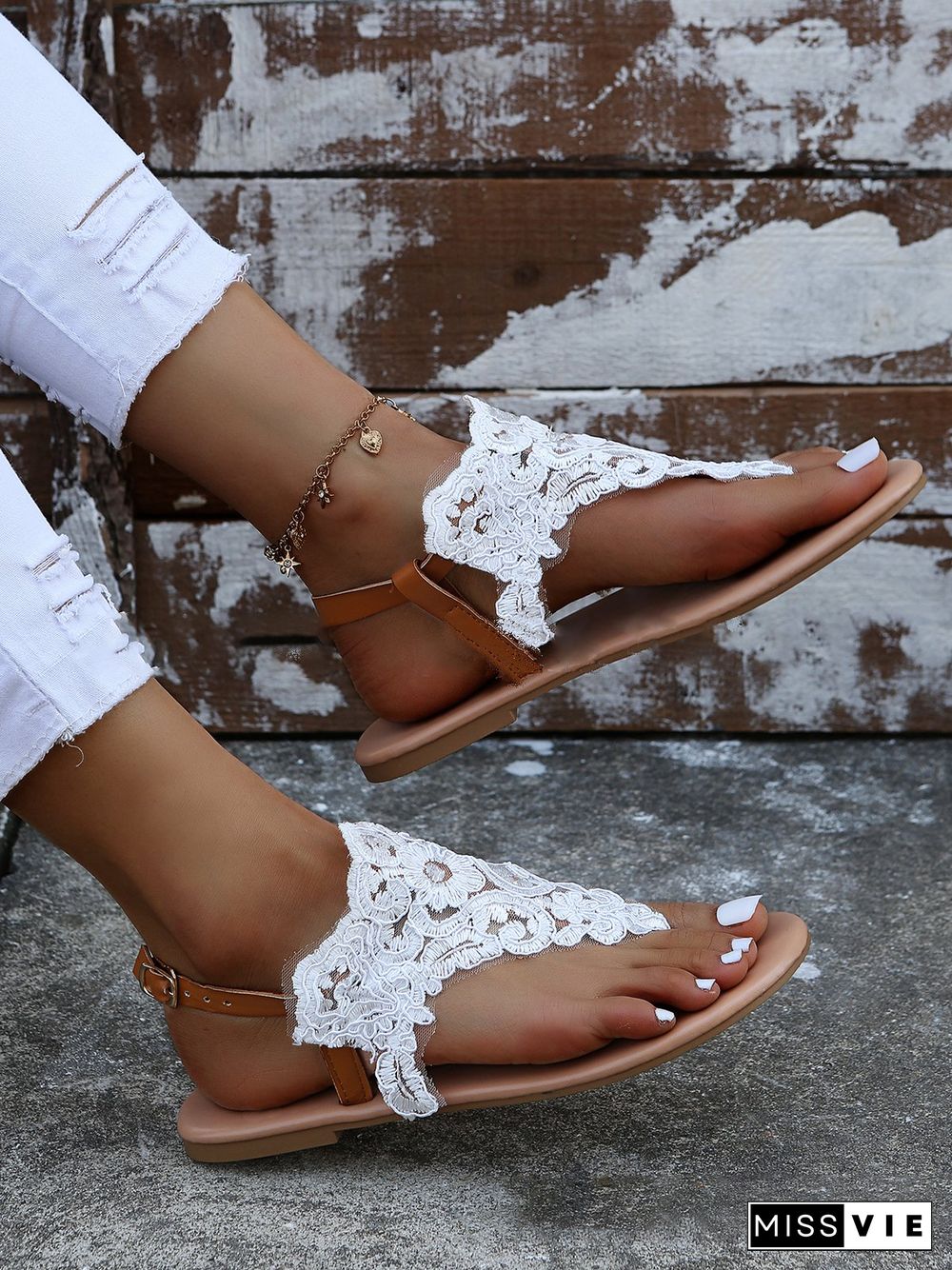 White Lace Beach Resort Bridal Sandals