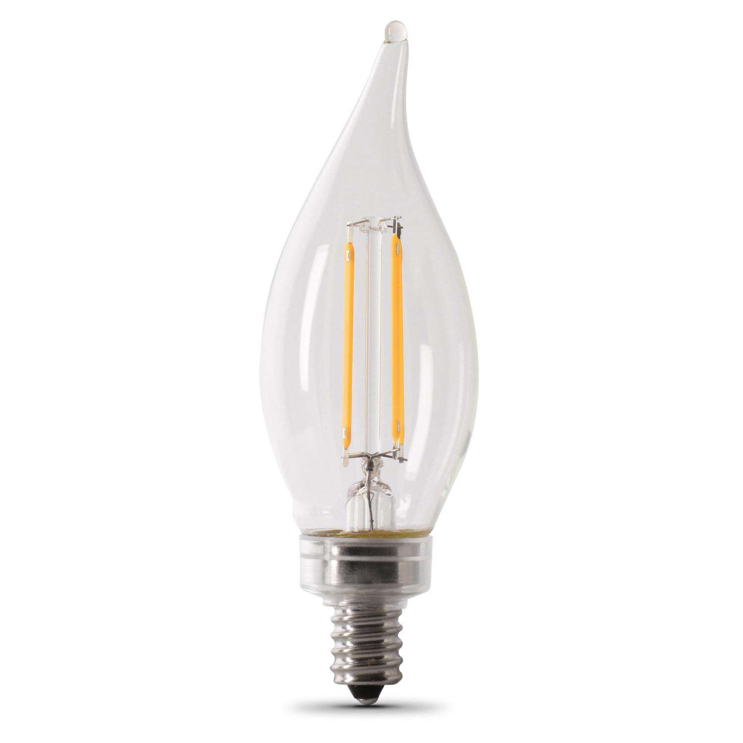 Feit Flame Tip E12 (Candelabra) LED Bulb Soft White 60 Watt Equivalence 2 pk