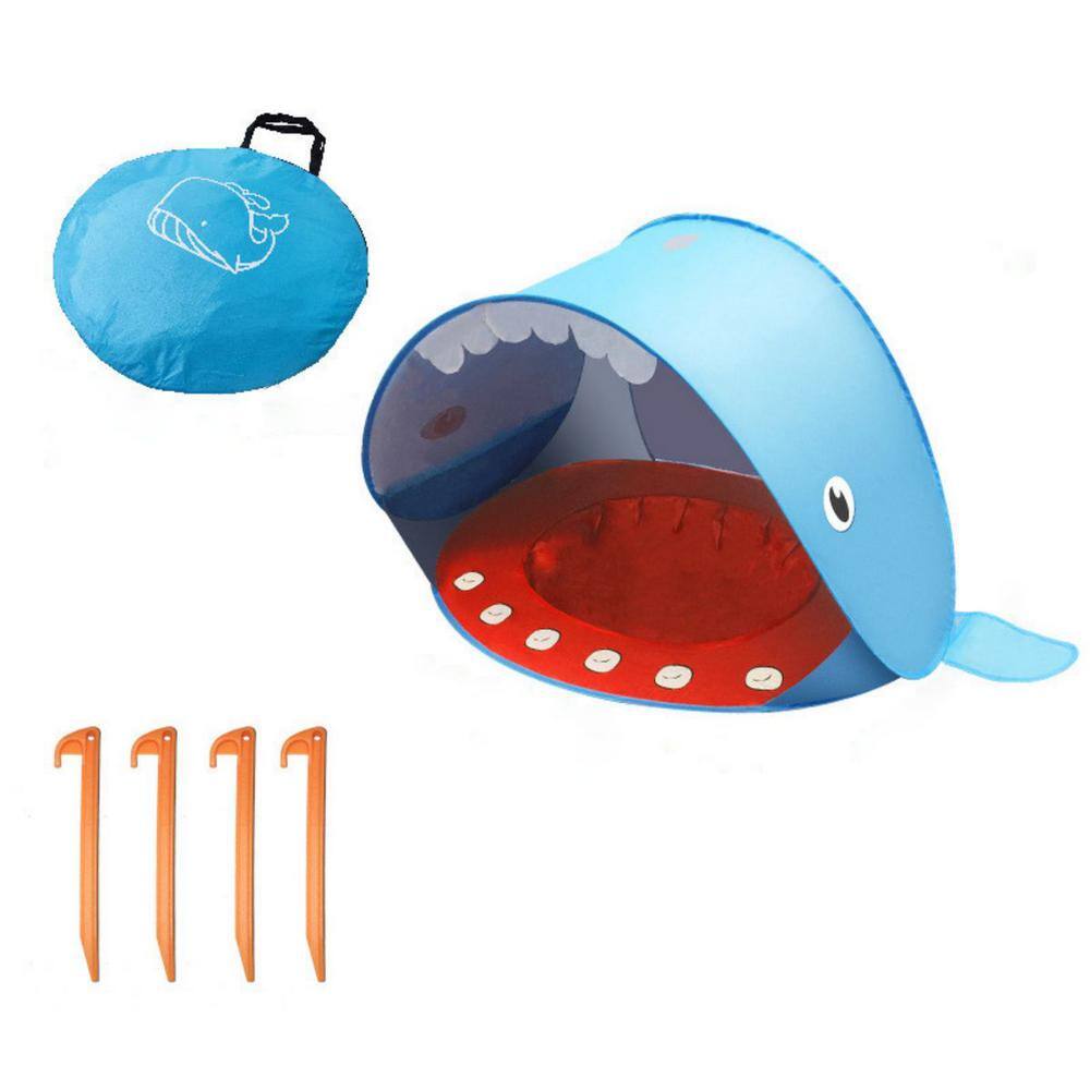 Aoibox 1-Person Blue Shark Cute Babies Beach Tent Holiday Shade Splash Tent for Babies HDDB1347