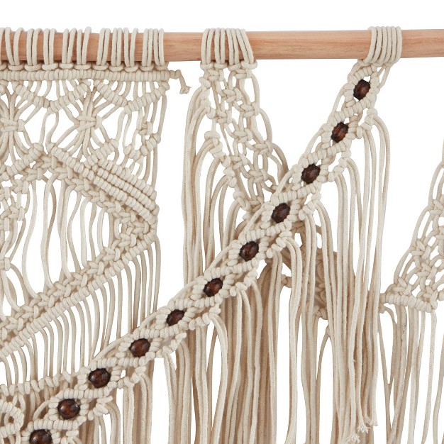 Cotton Macrame Intricately Handmade Weaved Wall Decor With Beaded Fringe Tassels Olivia amp May