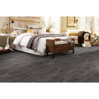 TrafficMaster Scorched Walnut Charcoal Wood Residential Vinyl Sheet Flooring 12ft. Wide x Cut to Length C9450407C898P14