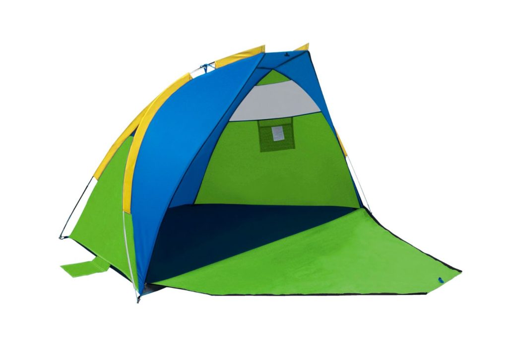 GigaTent Sand Castle Portable Beach Cabana Two Mesh Windows and Sand Pockets， Green and Blue