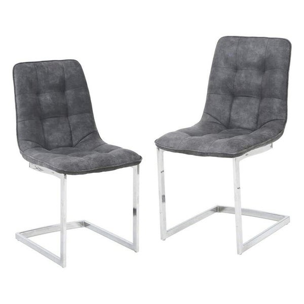 Set of 2 Dining Chairs Kitchen Upholstered Chair Grey - 18x34