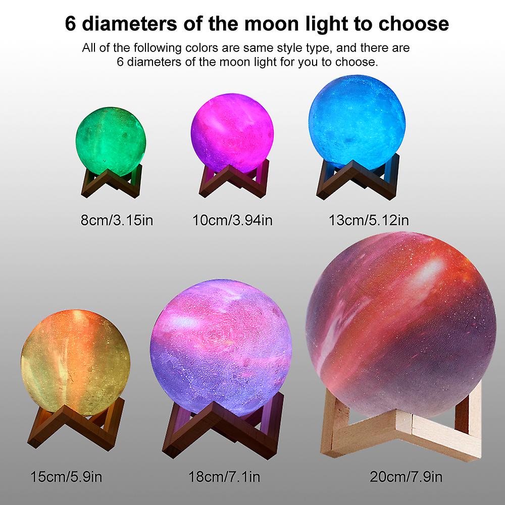 8cm/3.15in 3d Printing Star Moon Lamp Usb Led Moon Shaped Table Night Light With Base 16 Colors Changing Touch And Remote Control Star Light Decor Gif