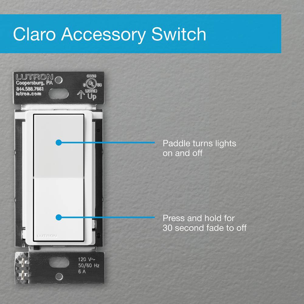 Lutron Claro Smart Accessory Switch only for use with Diva Smart Dimmer SwitchClaro Smart Switch White (DVRF-AS-WH) DVRF-AS-WH