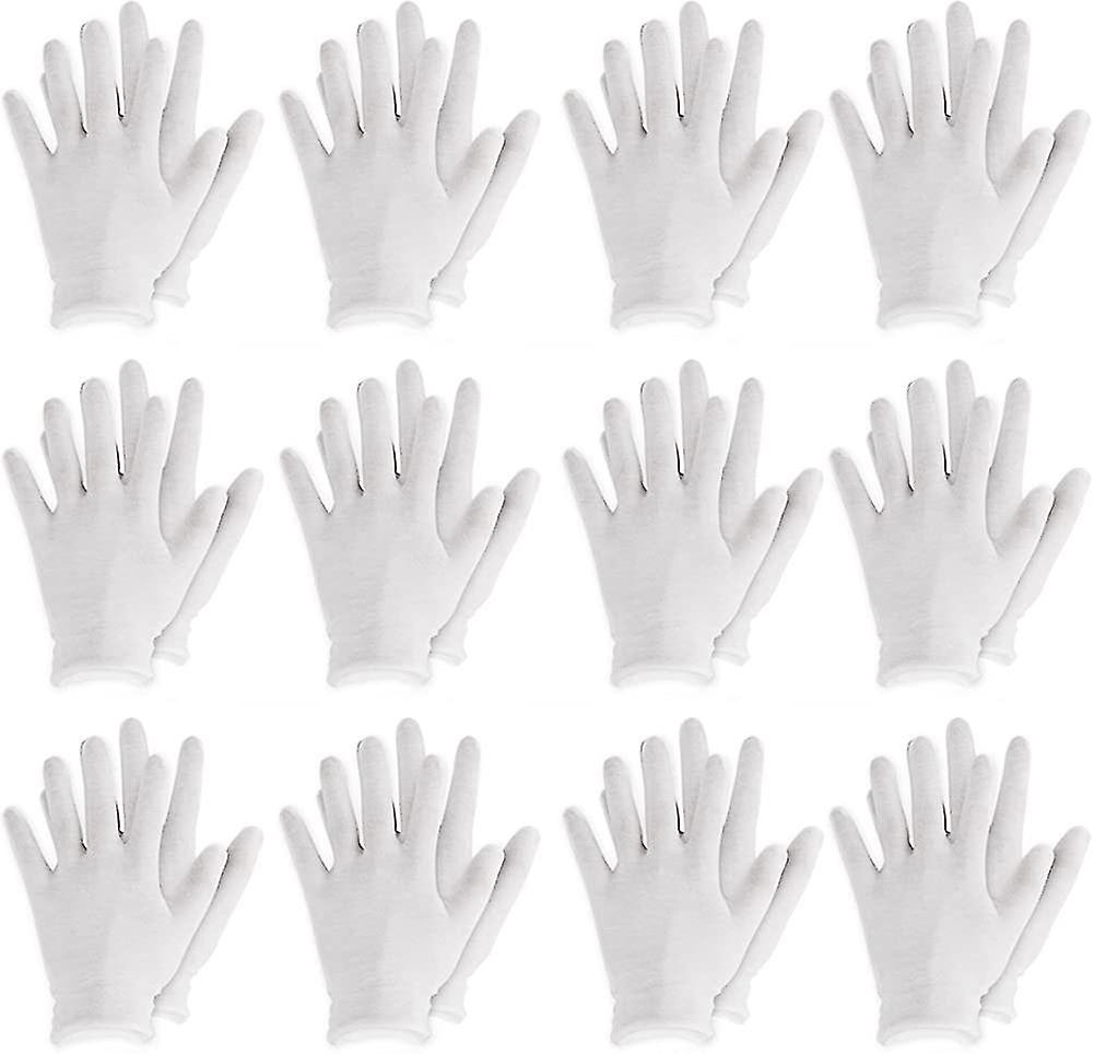 12 Pairs White Cotton Working Safety Gloves For Heilwiy Eczema， Dry Skin， Moisturizing