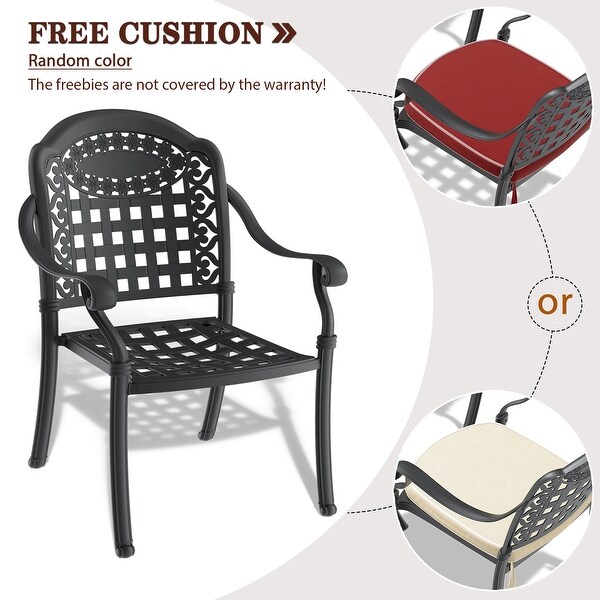 5pcs set of Cast Aluminum Patio Furniture with Cushions in Random Colors