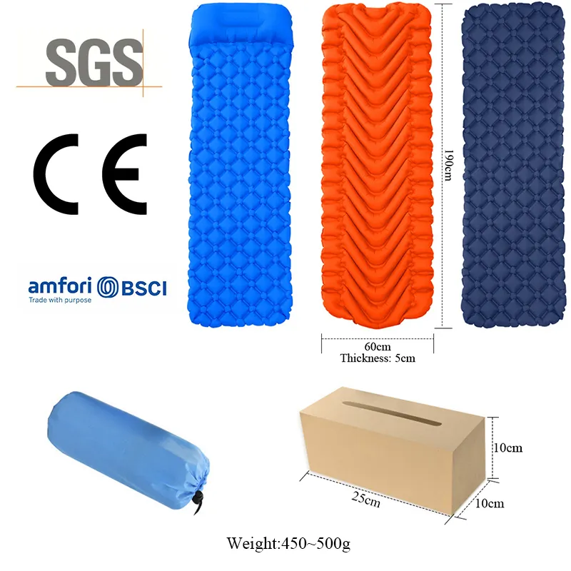 Camping Mat Ultralight Inflatable Sleeping Mat Mattress with Pillow for Outdoor Camping Hiking Backpacking Travel Nylon TPU EFEN