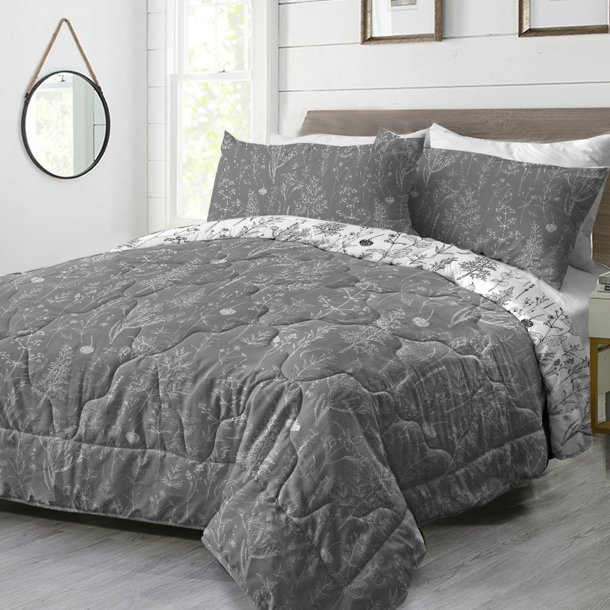 TOPTREE 3 Pieces Ultra Soft Comforter Set Microfiber Full Size，Gray