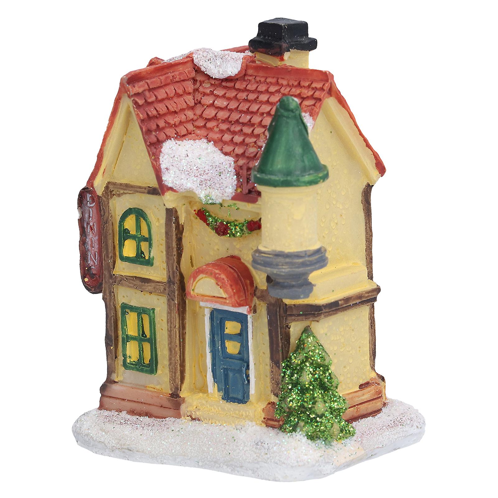 Christmas Resin House Christmas Scene Village Houses With Led Warm Light Battery Operate