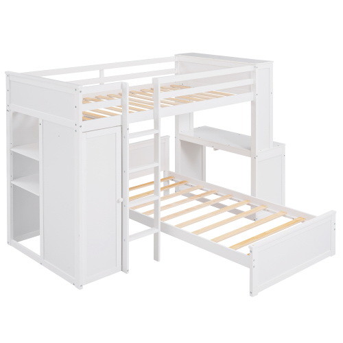 Twin Size Loft Bed with a Stand Alone Bed  Shelves...