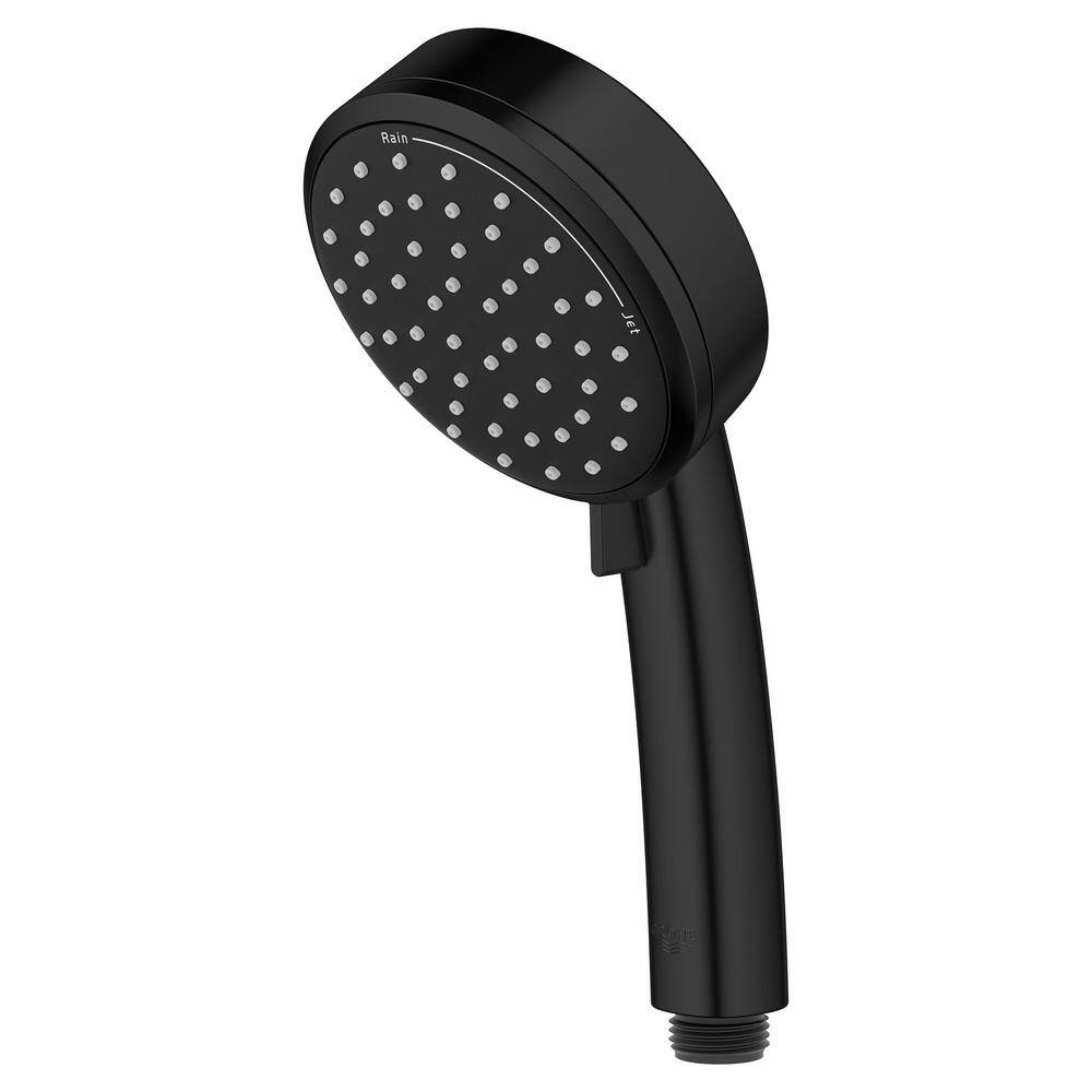 GROHE Tempesta 2-Spray Patterns 1.5 GPM 4 in. Wall Mount Rain Handheld Shower Head in Matte Black 275712432