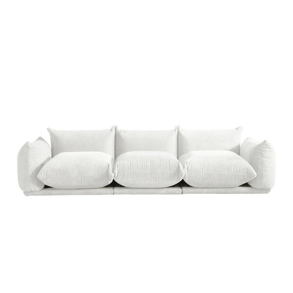 3 Seat Chenille Fabric Sectional Sofa with Ottoman