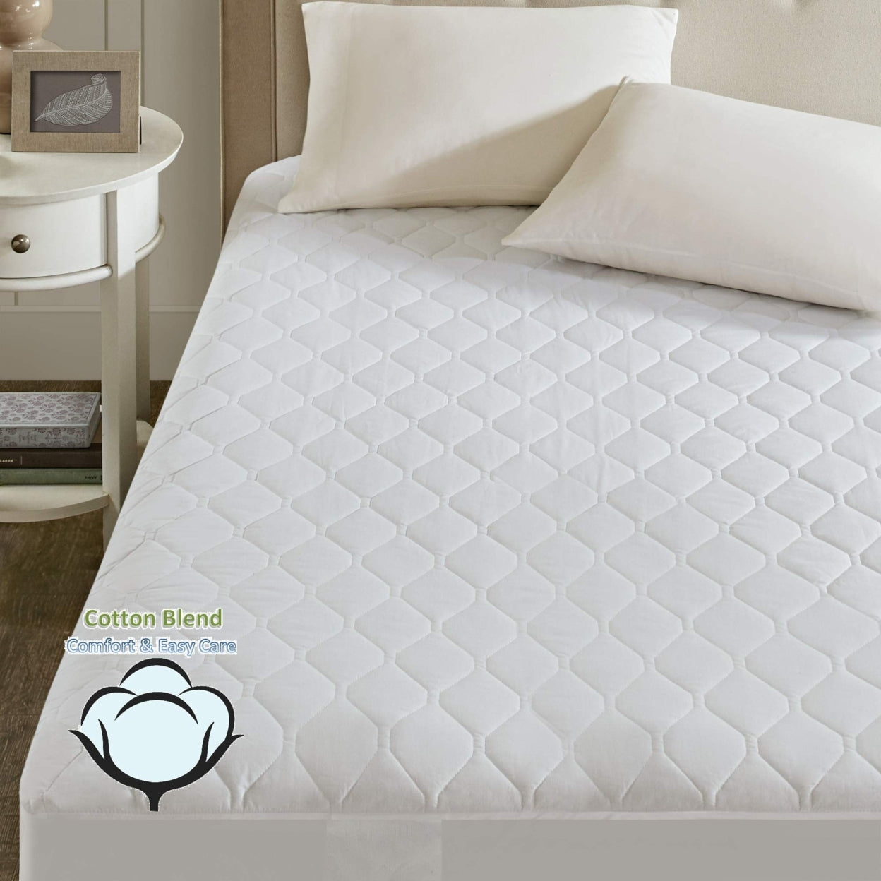 Beautyrest Down 200-Thread Count Cotton Blend Heated Mattress Pad， Twin， White