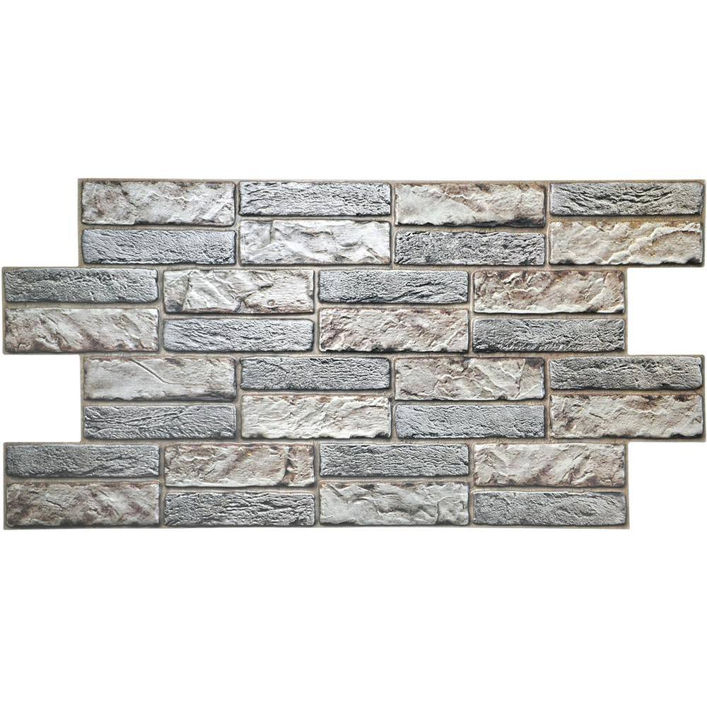 Dundee Deco 3D Falkirk Retro 150 in. x 38 in. x 19 in. Light Beige Grey Faux Old Brick PVC Decorative Wall Paneling (5-Pack) GRHDTP10017856-5