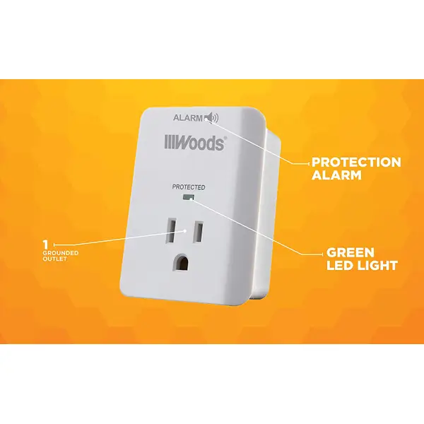 Woods 1-Outlet Wall Tap Surge Protector