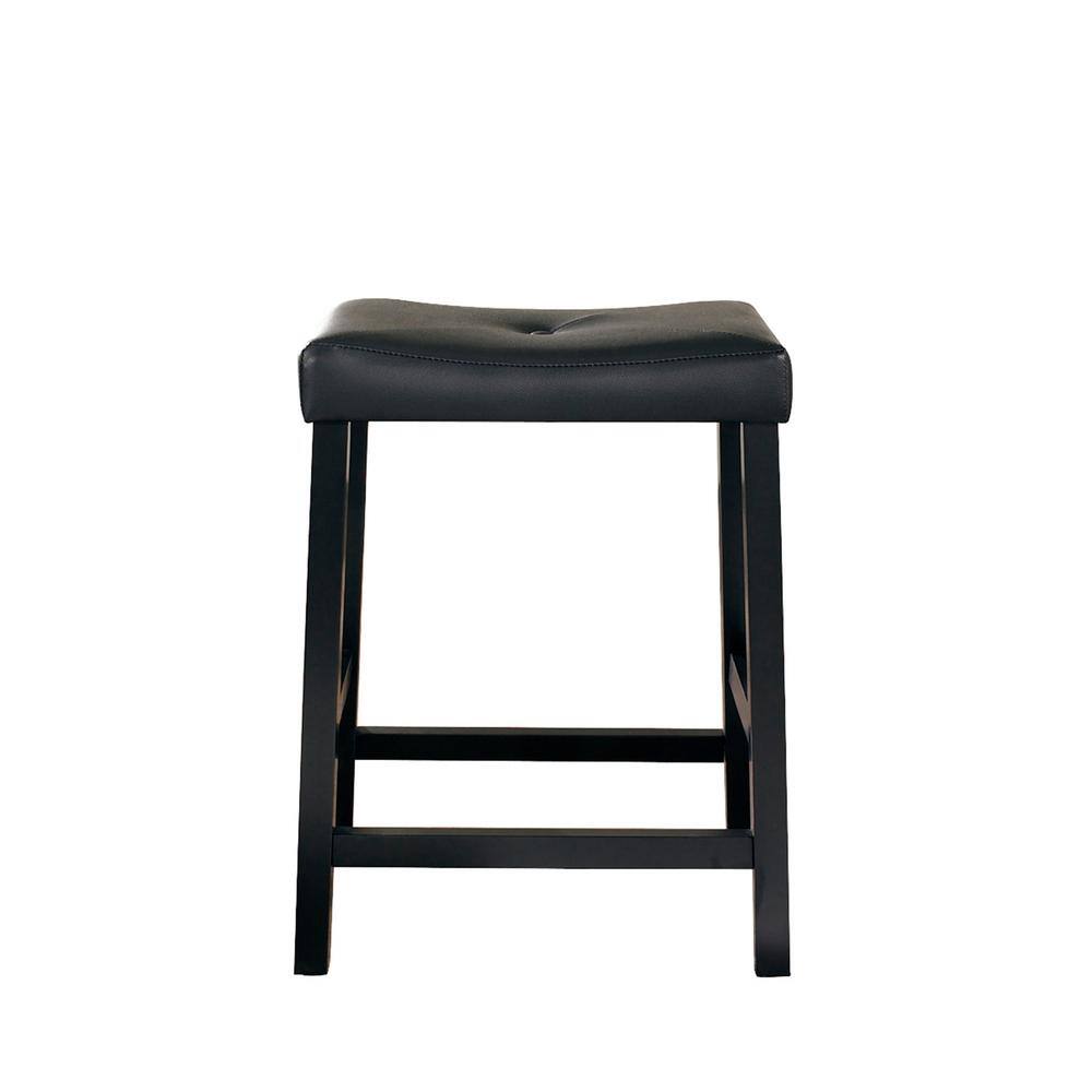 CROSLEY FURNITURE Upholstered 24 in. Black Saddle Seat Bar Stool With Black Cushion (Set Of Two) CF500224-BK